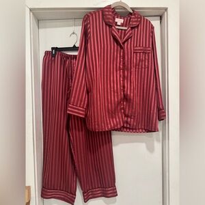 Cabernet by Sleep Sense Red and Burgundy Large Striped Pajama pant Set